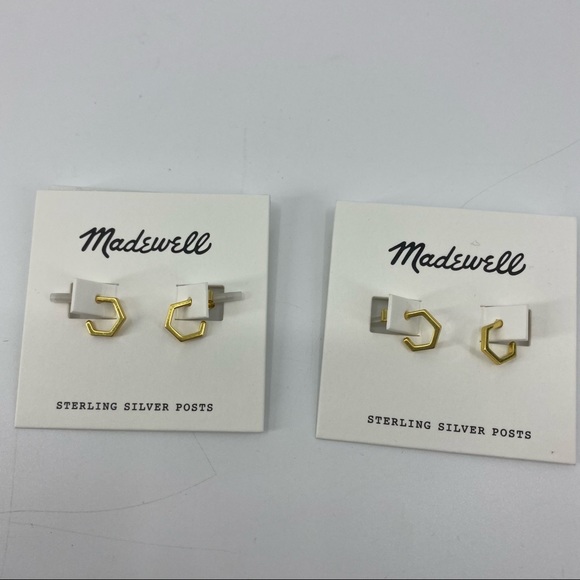 Madewell | Hexagon Mini Hoop Earrings In Vintage Gold New - Picture 6 of 9